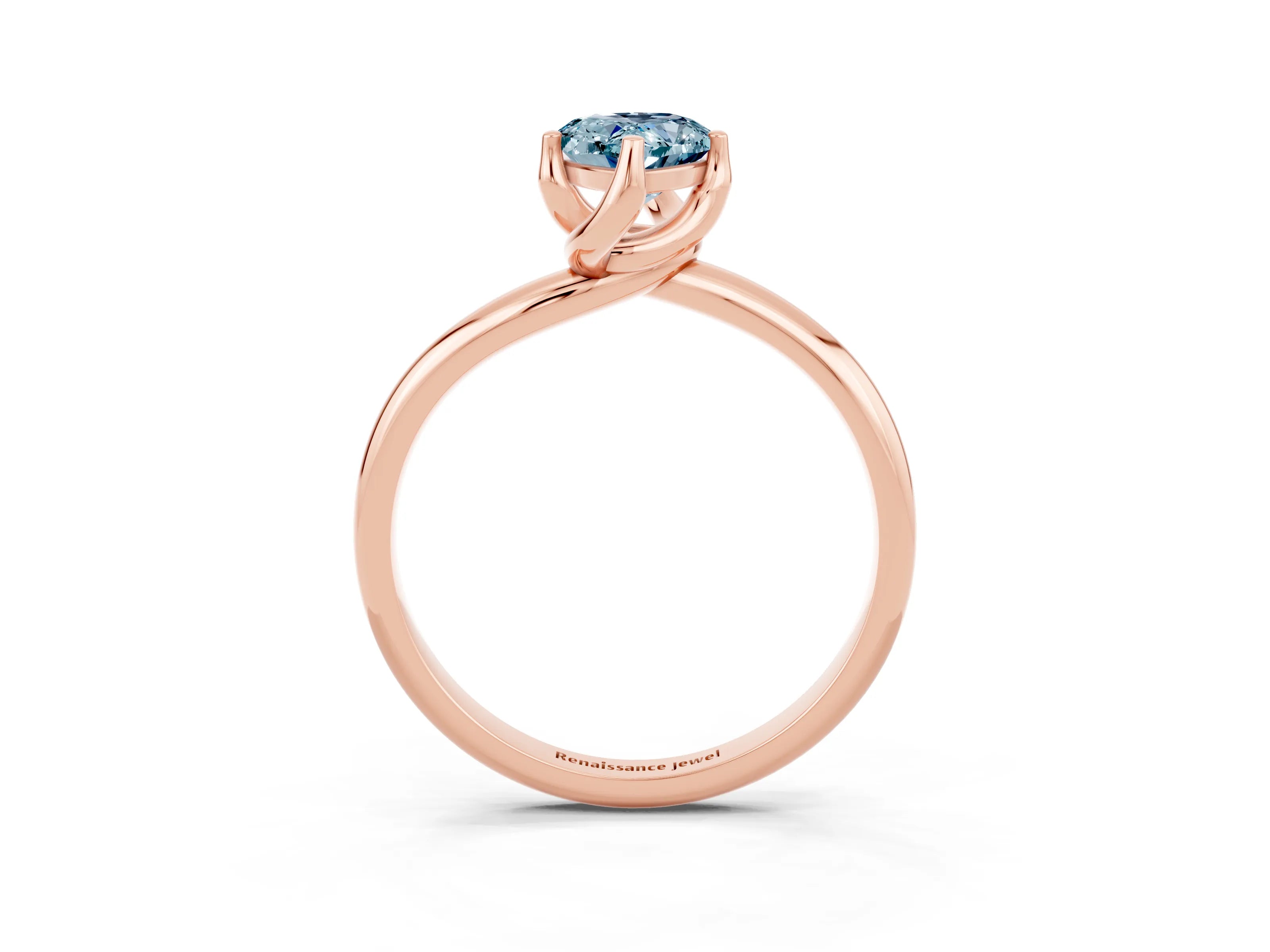 Rose gold Pear Cut Aquamarine Solitaire Engagement Ring with Four-Prong Setting and Classic Band_27