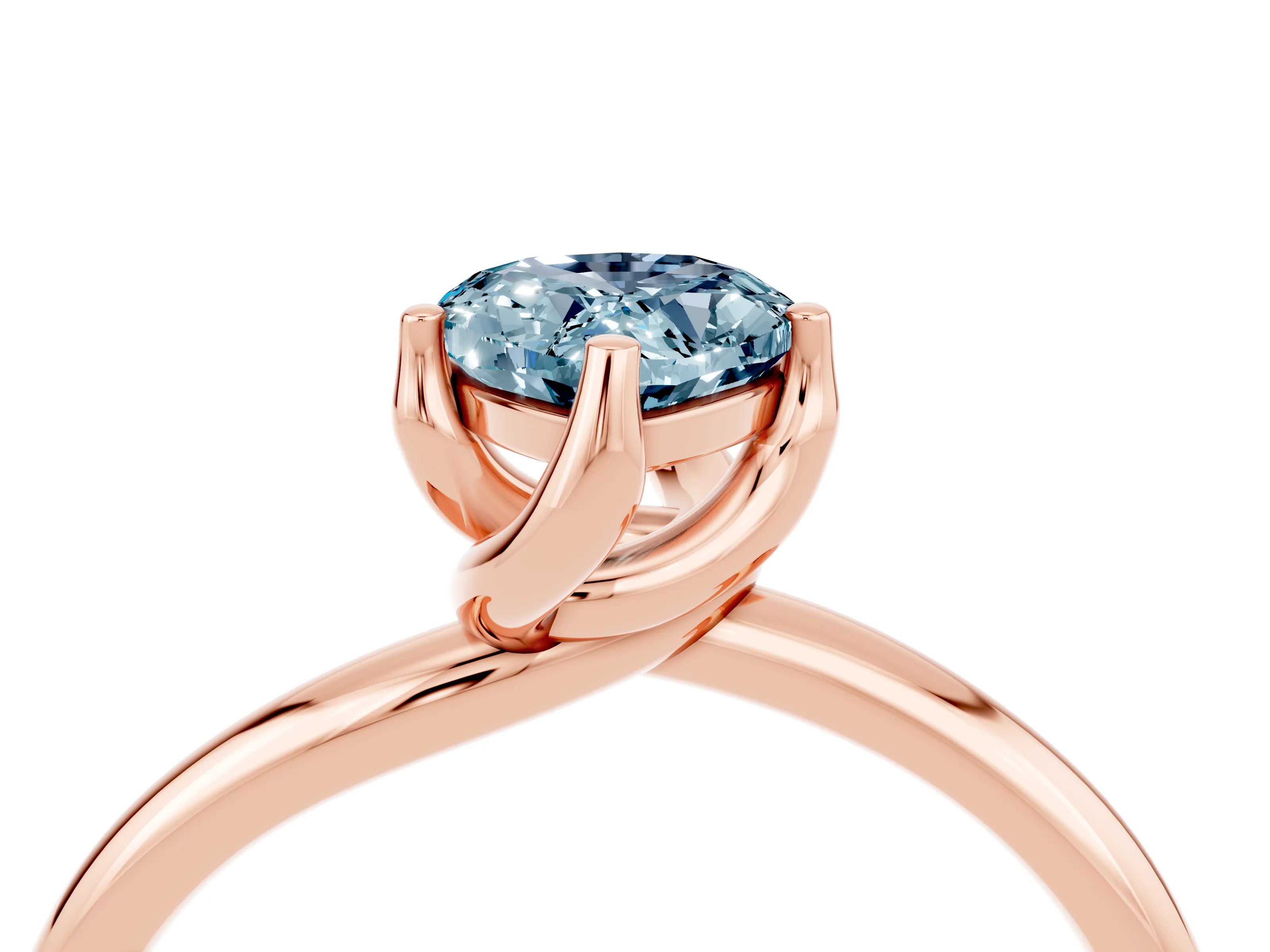 Rose gold Pear Cut Aquamarine Solitaire Engagement Ring with Four-Prong Setting and Classic Band_28