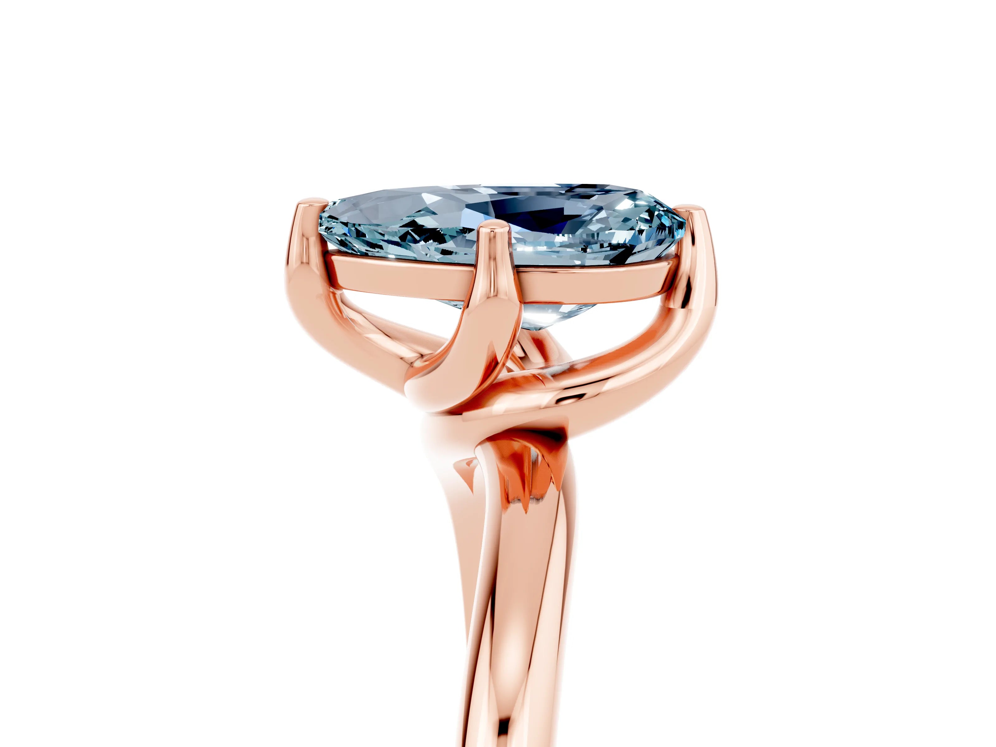 Rose gold Pear Cut Aquamarine Solitaire Engagement Ring with Four-Prong Setting and Classic Band_29