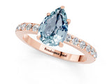 Rose gold Pear Cut Aquamarine Solitaire Engagement Ring with Pavé Band and Four-Prong Setting_1