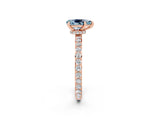 Rose gold Pear Cut Aquamarine Solitaire Engagement Ring with Pavé Band and Four-Prong Setting_2