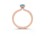 Rose gold Pear Cut Aquamarine Solitaire Engagement Ring with Pavé Band and Four-Prong Setting_3