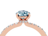 Rose gold Pear Cut Aquamarine Solitaire Engagement Ring with Pavé Band and Four-Prong Setting_4