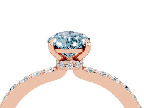 Rose gold Pear Cut Aquamarine Solitaire Engagement Ring with Pavé Band and Four-Prong Setting_4