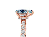 Rose gold Pear Cut Aquamarine Solitaire Engagement Ring with Pavé Band and Four-Prong Setting_5