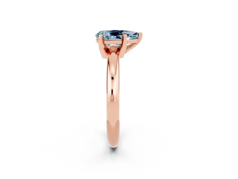 Rose gold Pear Cut Aquamarine Solitaire Engagement Ring with Round Band and Four-Prong Setting_2