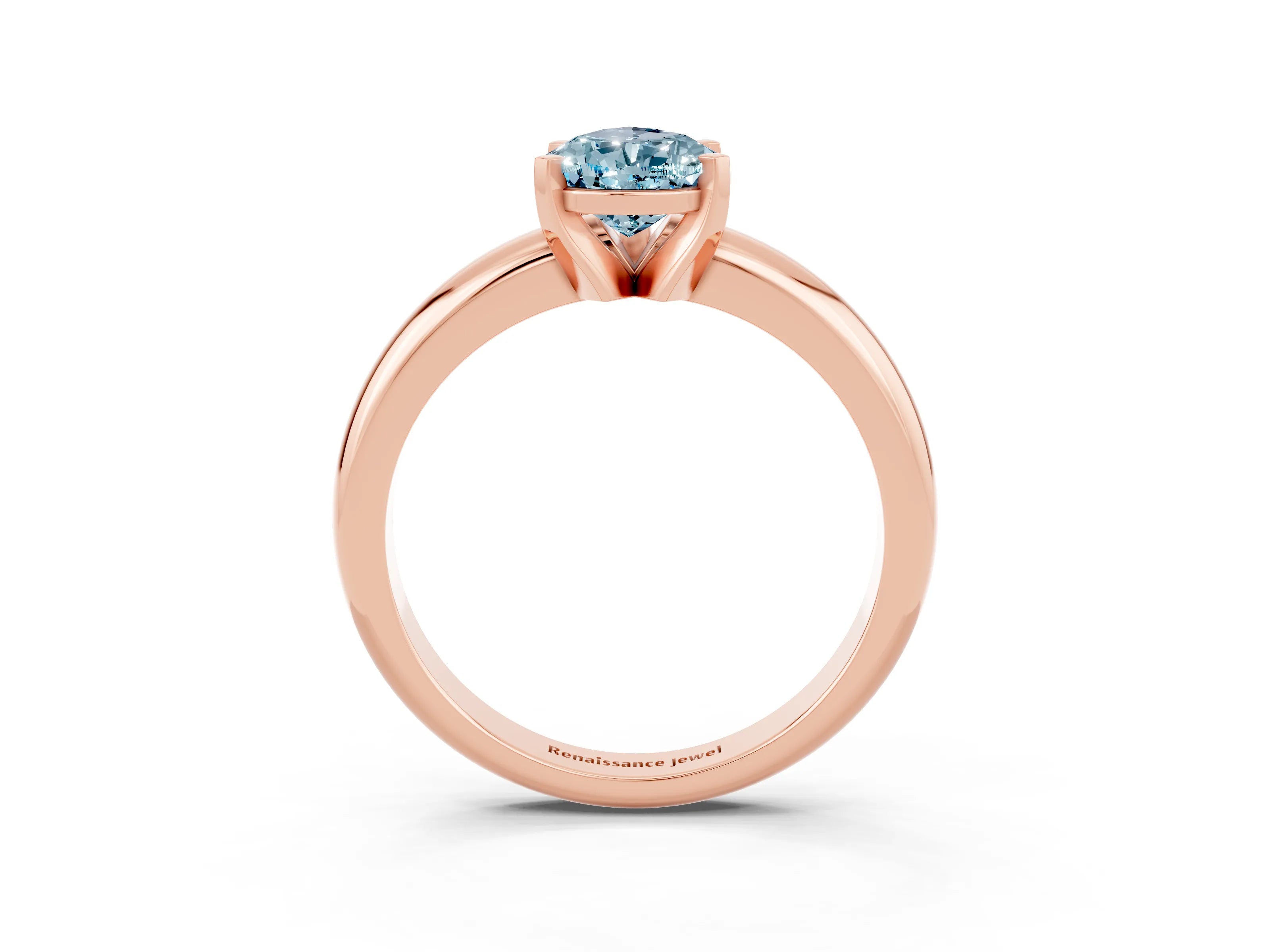 Rose gold Pear Cut Aquamarine Solitaire Engagement Ring with Round Band and Four-Prong Setting_3
