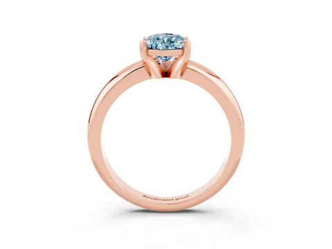 Rose gold Pear Cut Aquamarine Solitaire Engagement Ring with Round Band and Four-Prong Setting_3