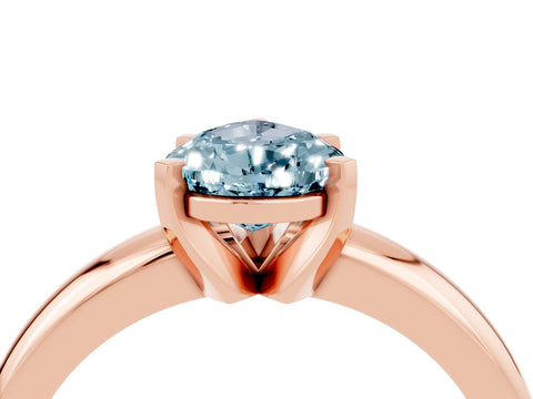 Rose gold Pear Cut Aquamarine Solitaire Engagement Ring with Round Band and Four-Prong Setting_4