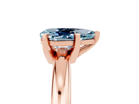 Rose gold Pear Cut Aquamarine Solitaire Engagement Ring with Round Band and Four-Prong Setting_5