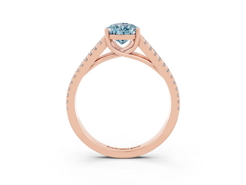 Rose gold Pear Cut Aquamarine Solitaire Engagement Ring with Split Shank Pavé Band_3