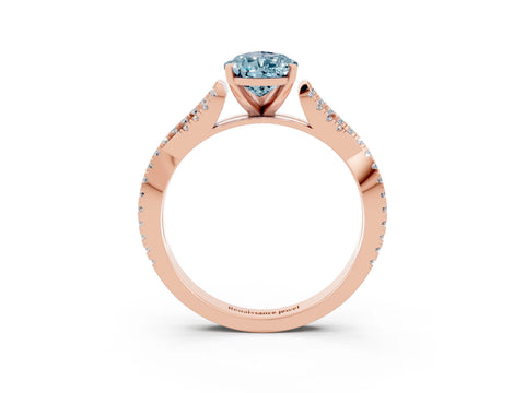 Rose gold Pear Cut Aquamarine Solitaire Engagement Ring with Twisted Pavé Band and Four-Prong Setting_3