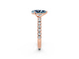 Rose gold Pear Cut Aquamarine Solitaire Pavé Band with Four-Prong Setting_2
