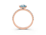 Rose gold Pear Cut Aquamarine Solitaire Pavé Band with Four-Prong Setting_3