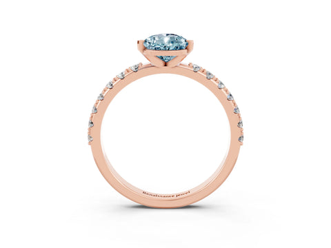 Rose gold Pear Cut Aquamarine Solitaire Pavé Band with Four-Prong Setting_3