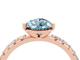 Rose gold Pear Cut Aquamarine Solitaire Pavé Band with Four-Prong Setting_4