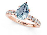 Rose gold Pear Cut Aquamarine Solitaire Pavé Engagement Ring with Round Band and Prong Setting_13