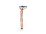 Rose gold Pear Cut Aquamarine Solitaire Pavé Engagement Ring with Round Band and Prong Setting_14