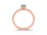 Rose gold Pear Cut Aquamarine Solitaire Pavé Engagement Ring with Round Band and Prong Setting_15