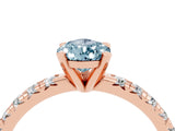 Rose gold Pear Cut Aquamarine Solitaire Pavé Engagement Ring with Round Band and Prong Setting_16