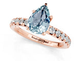 Rose gold Pear Cut Aquamarine Solitaire Pavé Engagement Ring with Round Band and Prong Setting_79