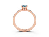 Rose gold Pear Cut Aquamarine Solitaire Pavé Engagement Ring with Round Band and Prong Setting_81
