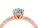 Rose gold Pear Cut Aquamarine Solitaire Pavé Engagement Ring with Round Band and Prong Setting_82