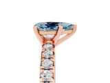 Rose gold Pear Cut Aquamarine Solitaire Pavé Engagement Ring with Round Band and Prong Setting_83