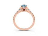 Rose gold Pear Cut Aquamarine Solitaire Ring with Cathedral Setting and Pavé Band_3