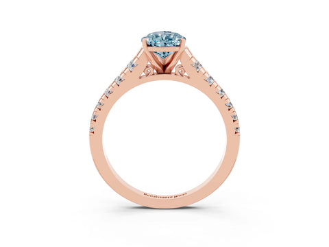 Rose gold Pear Cut Aquamarine Solitaire Ring with Cathedral Setting and Pavé Band_3