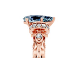 Rose gold Pear Cut Aquamarine Solitaire Ring with Filigree Band and Four-Prong Setting_29