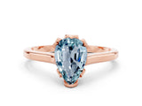 Rose gold Pear Cut Aquamarine Solitaire Ring with Flower Prong Setting and Classic Band_12