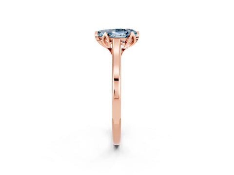 Rose gold Pear Cut Aquamarine Solitaire Ring with Flower Prong Setting and Classic Band_14