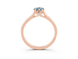 Rose gold Pear Cut Aquamarine Solitaire Ring with Flower Prong Setting and Classic Band_15