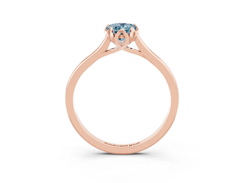 Rose gold Pear Cut Aquamarine Solitaire Ring with Flower Prong Setting and Classic Band_15