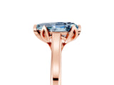 Rose gold Pear Cut Aquamarine Solitaire Ring with Flower Prong Setting and Classic Band_17