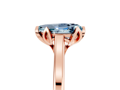Rose gold Pear Cut Aquamarine Solitaire Ring with Flower Prong Setting and Classic Band_17