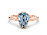 Rose gold Pear Cut Aquamarine Solitaire Ring with Flower Prong Setting and Classic Band_36