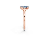 Rose gold Pear Cut Aquamarine Solitaire Ring with Flower Prong Setting and Classic Band_38
