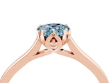 Rose gold Pear Cut Aquamarine Solitaire Ring with Flower Prong Setting and Classic Band_40