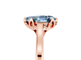Rose gold Pear Cut Aquamarine Solitaire Ring with Flower Prong Setting and Classic Band_41