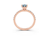 Rose gold Pear Cut Aquamarine Solitaire Ring with Pavé Accents and Four-Prong Setting_3