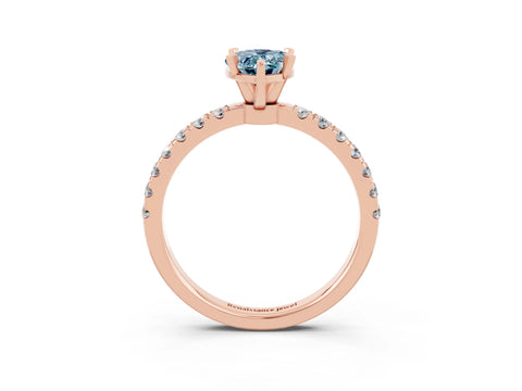 Rose gold Pear Cut Aquamarine Solitaire Ring with Pavé Accents and Four-Prong Setting_3