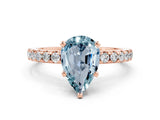 Rose gold Pear Cut Aquamarine Solitaire Ring with Pavé Band and Four-Prong Setting_24