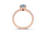 Rose gold Pear Cut Aquamarine Solitaire Ring with Pavé Band and Four-Prong Setting_27