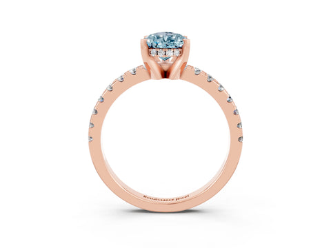 Rose gold Pear Cut Aquamarine Solitaire Ring with Pavé Band and Four-Prong Setting_27