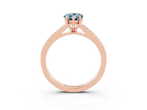 Rose gold Pear Cut Aquamarine Solitaire Ring with Pavé Band and Prong Setting_15