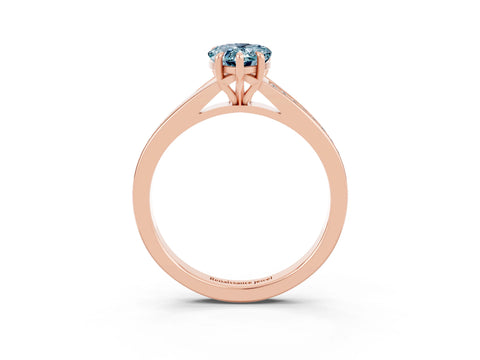 Rose gold Pear Cut Aquamarine Solitaire Ring with Pavé Band and Prong Setting_3