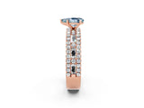 Rose gold Pear Cut Aquamarine Solitaire Ring with Pavé and Channel Set Band_2