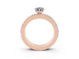 Rose gold Pear Cut Aquamarine Solitaire Ring with Pavé and Channel Set Band_3